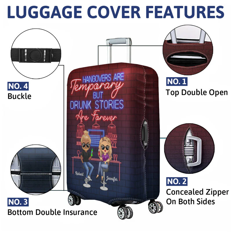 We Go Together Like Drunk and Disorderly Best Friends - Bestie BFF Gift - Personalized Custom Luggage Cover - Image 4