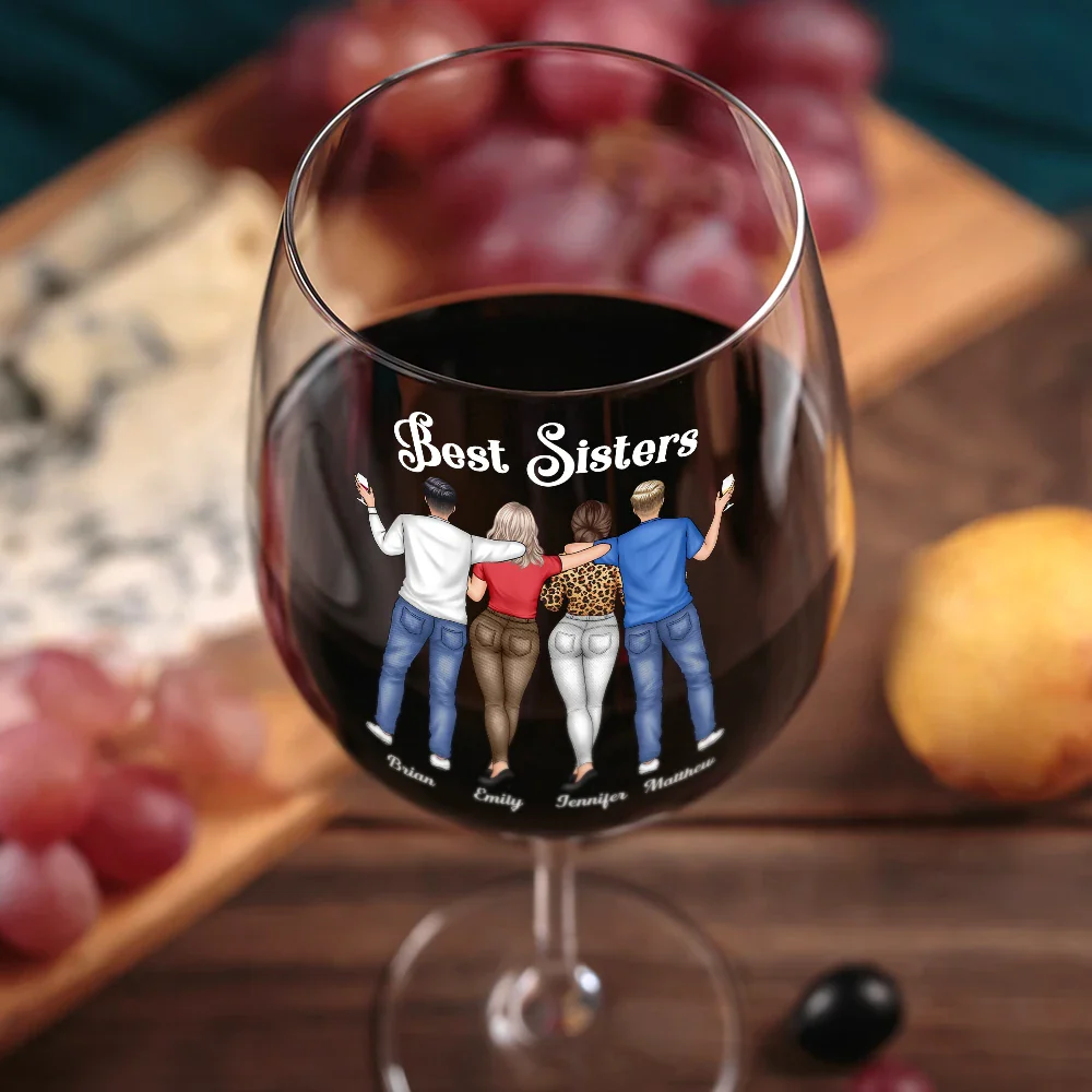 We Go Together Like Drunk And Disorderly Besties - Personalized Wine Glass - Image 3