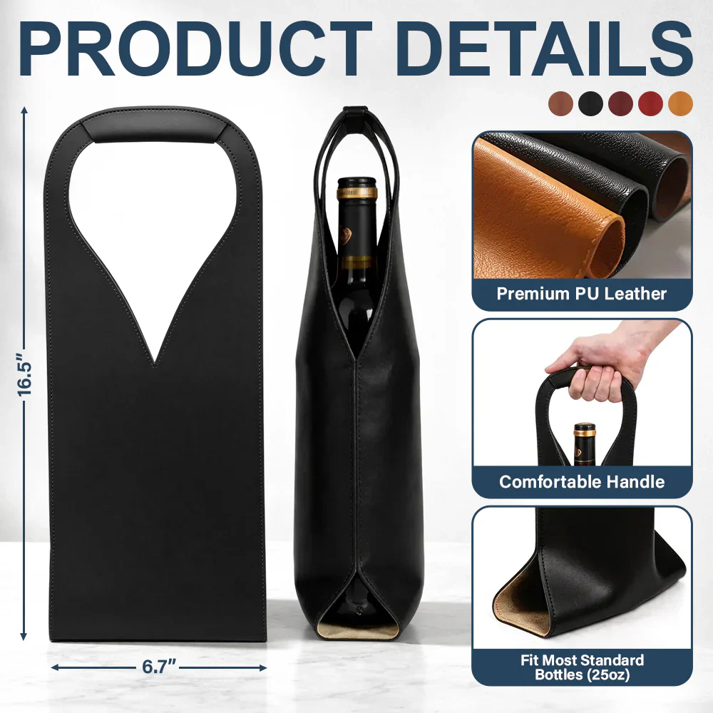 We Go Together Like Drunk And Disorderly - Personalized Leather Wine Bag - Image 5