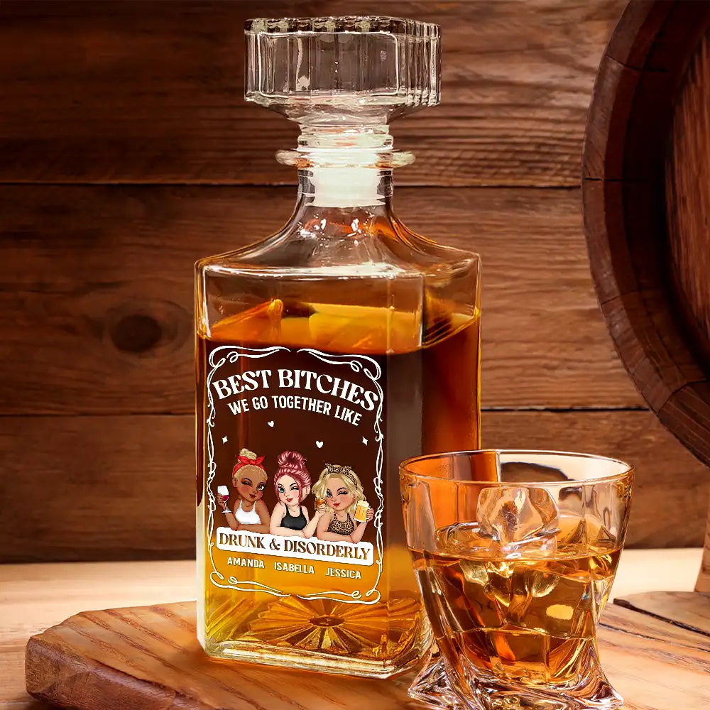 We Go Together Like Drunk And Disorderly - Personalized Square Whiskey Bottle - Image 2