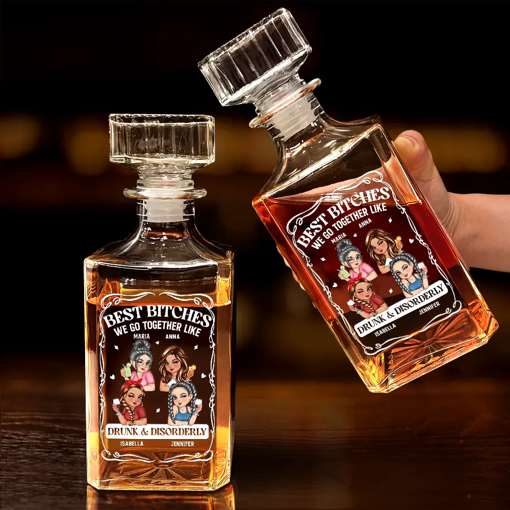 We Go Together Like Drunk And Disorderly - Personalized Square Whiskey Bottle - Image 4