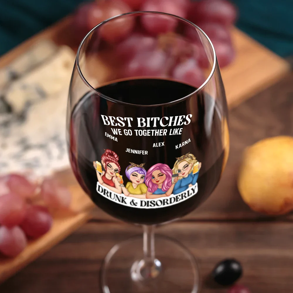 We Go Together Like Drunk And Disorderly - Personalized Wine Glass - Image 3
