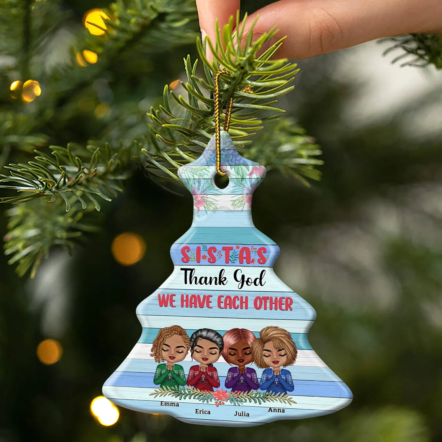 We Have Each Other - Christmas Gift For Sisters - Personalized Tree Ceramic Ornament - Image 3