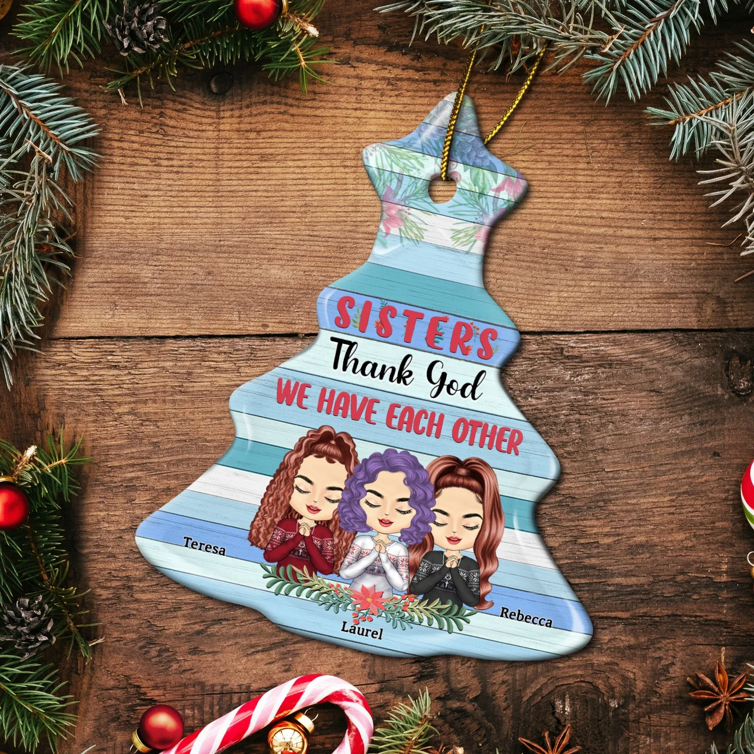 We Have Each Other - Christmas Gift For Sisters - Personalized Tree Ceramic Ornament - Image 5