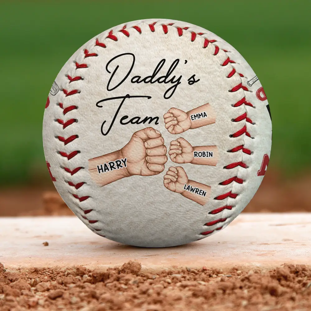 We Hit A Homerun Scoring You As Our Dad Fist Punch - Personalized Baseball, Softball - Image 3
