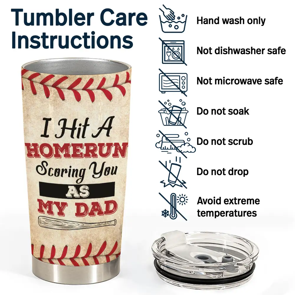 We Hit A Homerun Scoring You As Our Dad - Personalized Tumbler - Image 5