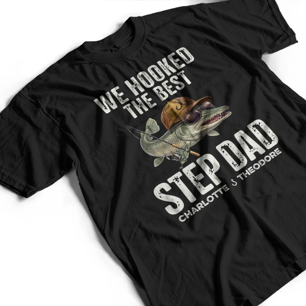 We Hooked The Best Dad Grandpa - Personalized T Shirt - Image 4