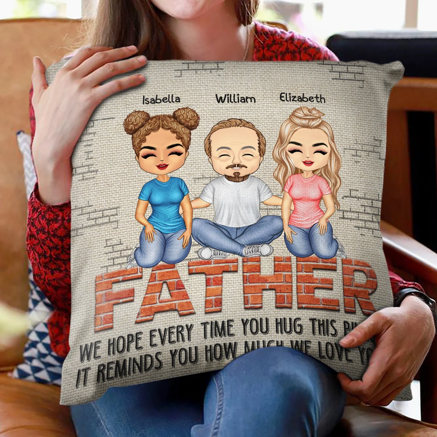 We Hope Every Time You Hug This Pillow - Birthday, Loving Gift For Dad, Father, Grandpa - Personalized Custom Pillow - Image 2