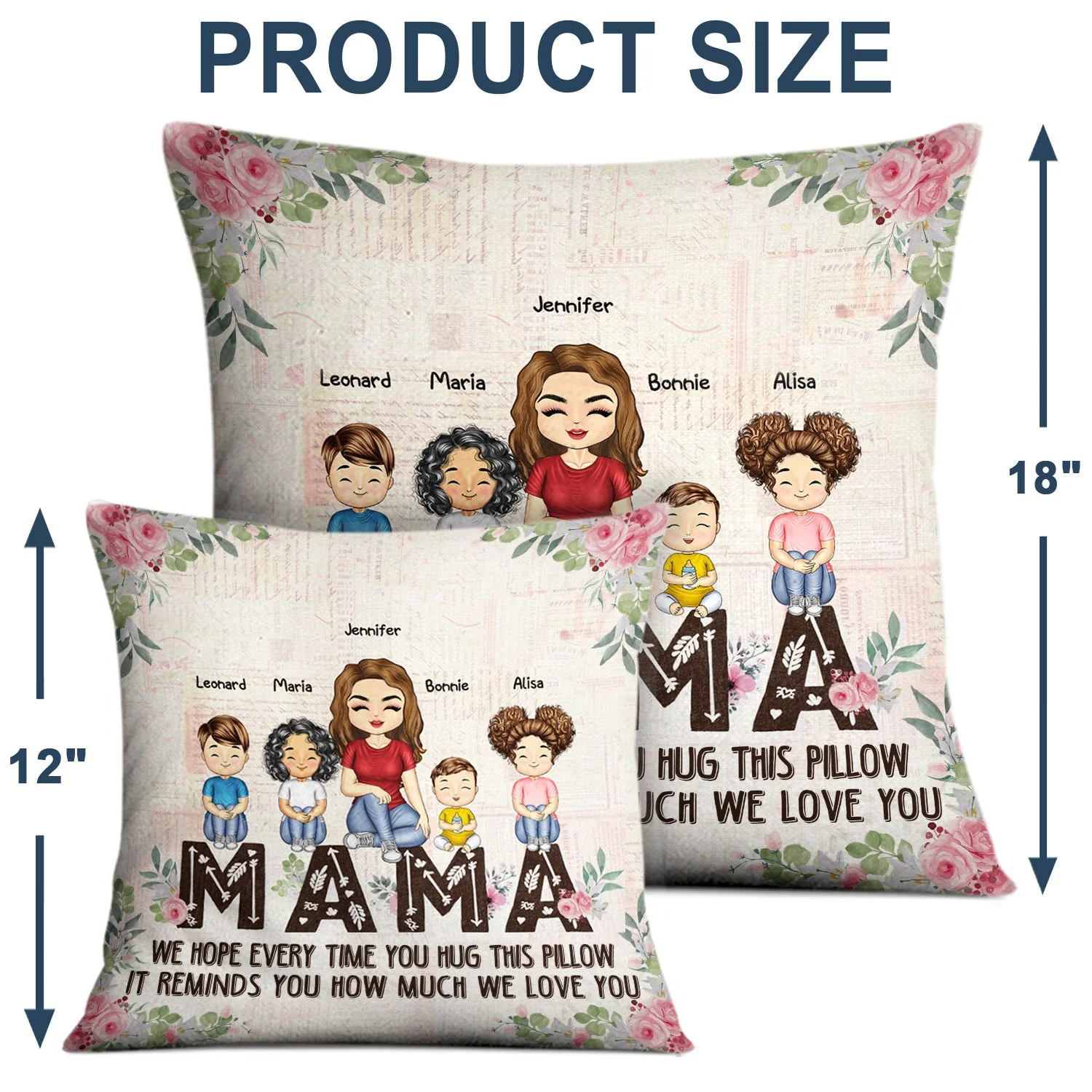 We Hope Every Time You Hug This Pillow - Birthday, Loving Gift For Mom, Mother, Grandma, Grandmother - Personalized Custom Pillow - Image 4