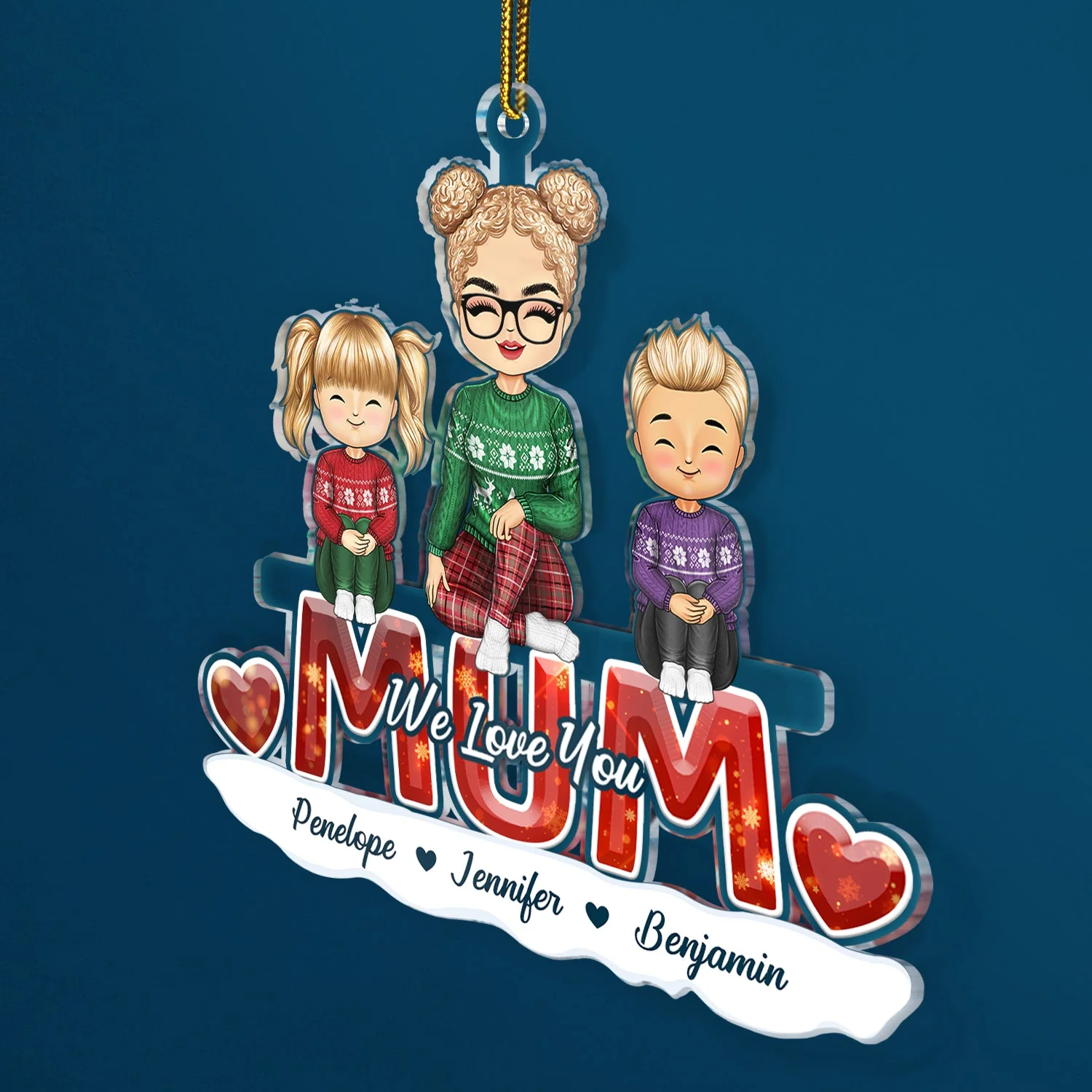 We Love You - Christmas Gift For Mothers And Grandma - Personalized Cutout Acrylic Ornament - Image 2