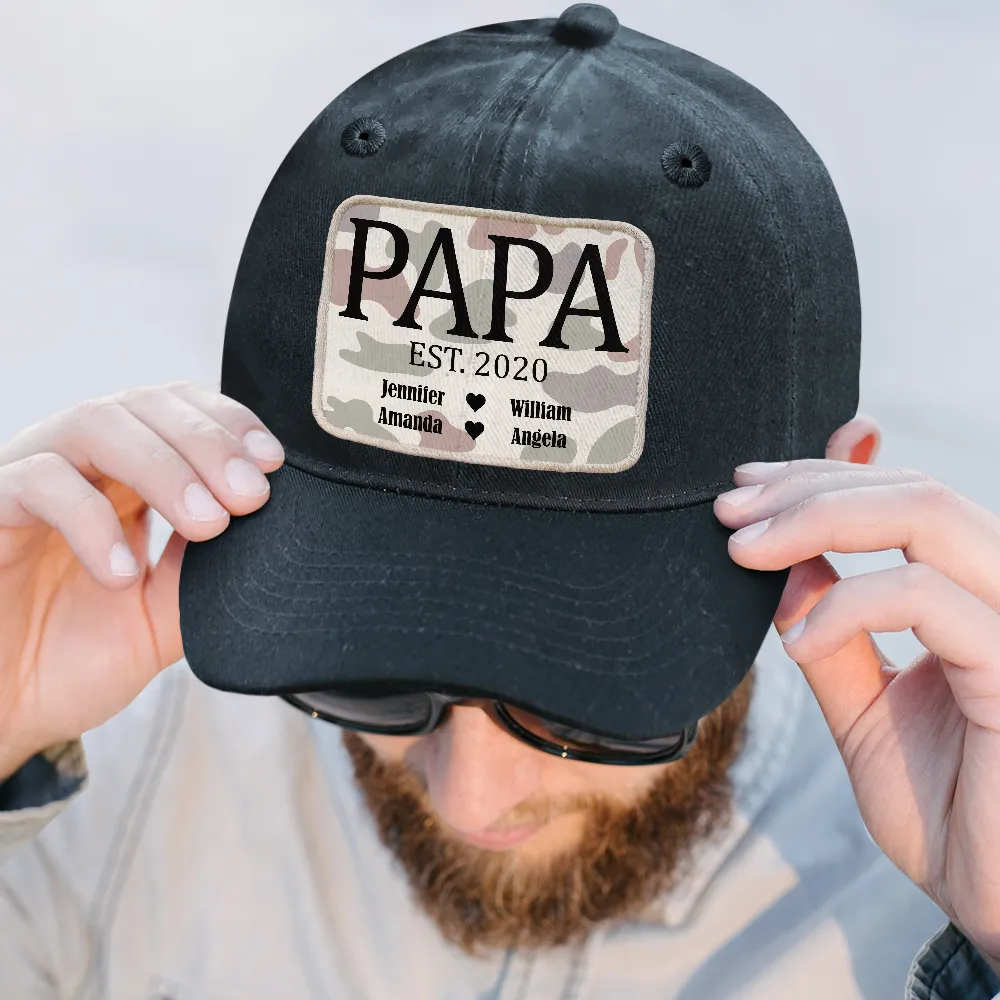 We Love You Dad - Personalized Vintage Washed Denim Cap - Image 2