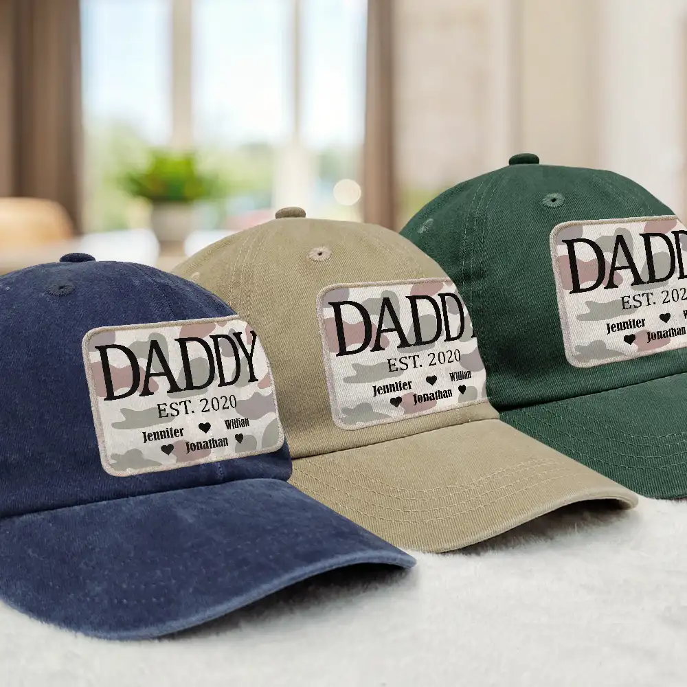 We Love You Dad - Personalized Vintage Washed Denim Cap - Image 3