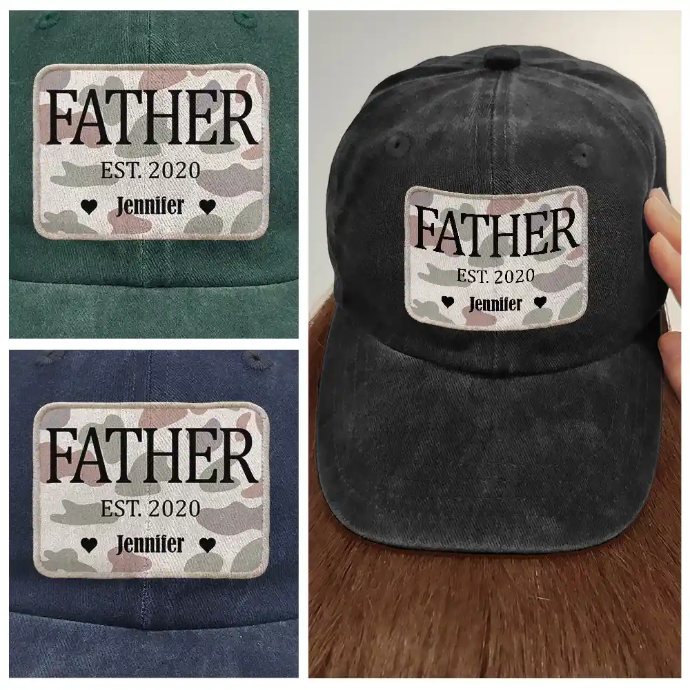 We Love You Dad - Personalized Vintage Washed Denim Cap - Image 4