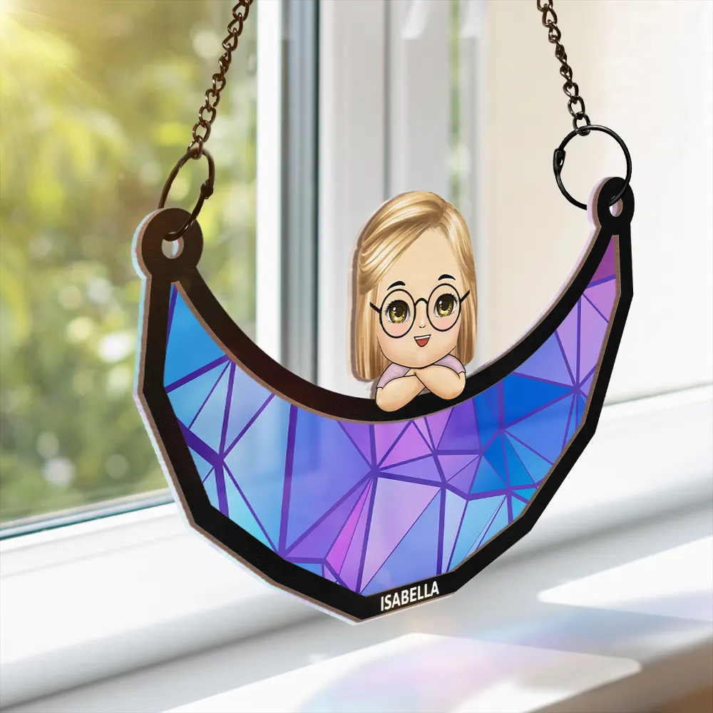We Love You To The Moon And Back - Personalized Window Hanging Suncatcher Ornament - Image 3