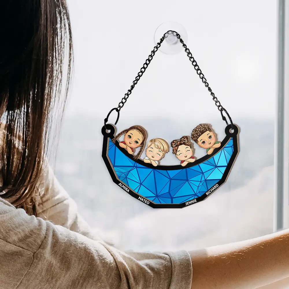 We Love You To The Moon And Back - Personalized Window Hanging Suncatcher Ornament - Image 4