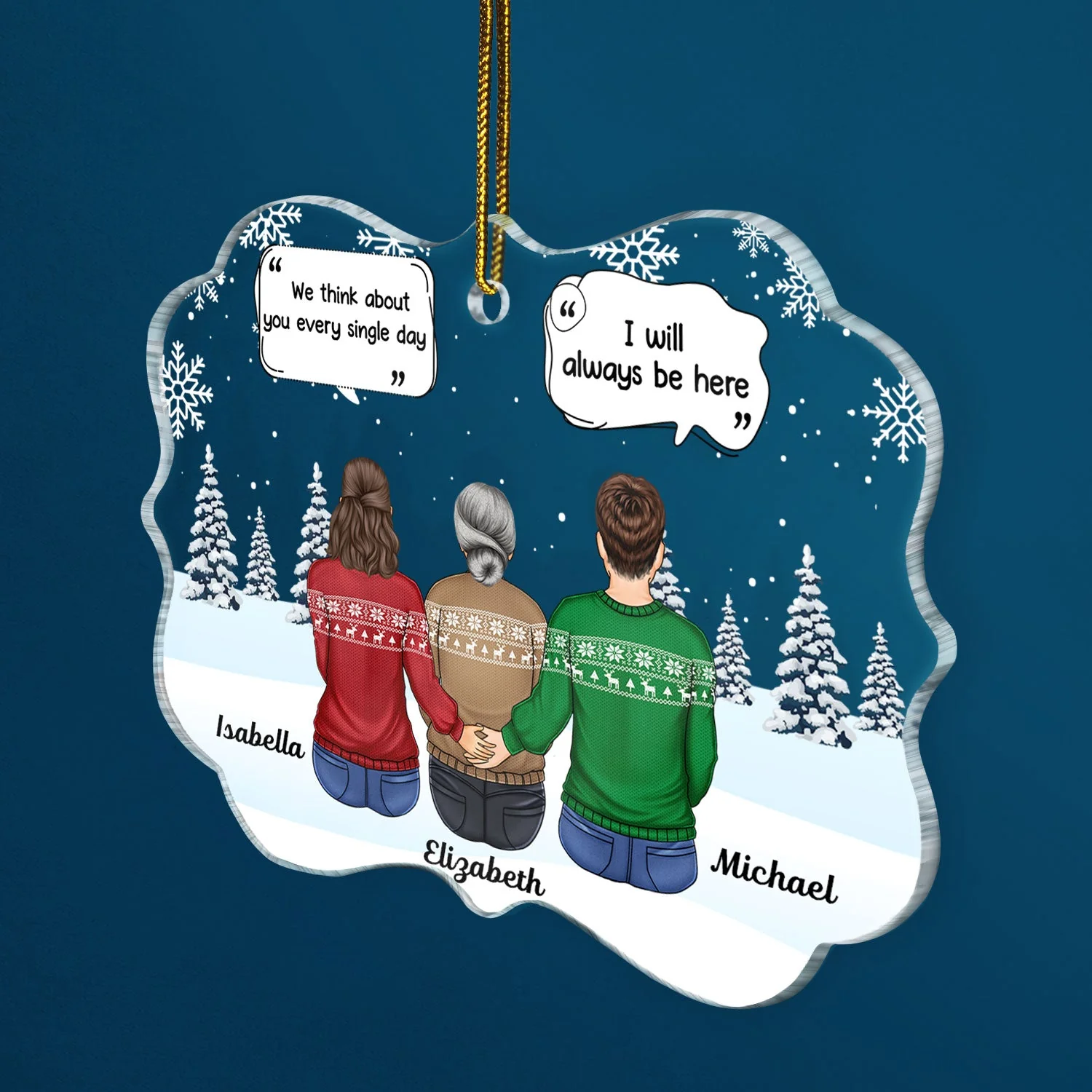 We Miss You - Christmas Memorial Gift For Family - Personalized Medallion Acrylic Ornament - Image 2