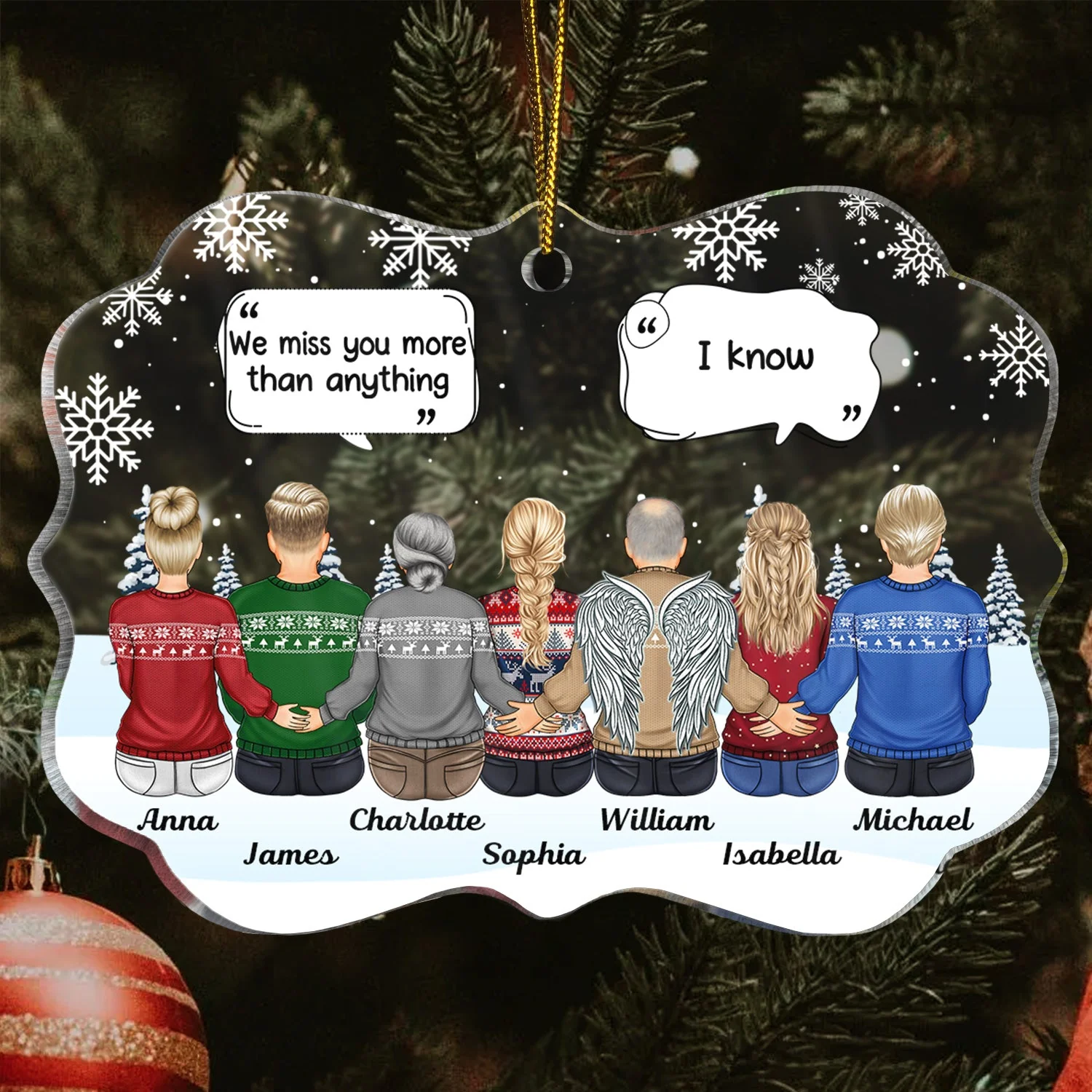 We Miss You - Christmas Memorial Gift For Family - Personalized Medallion Acrylic Ornament - Image 3