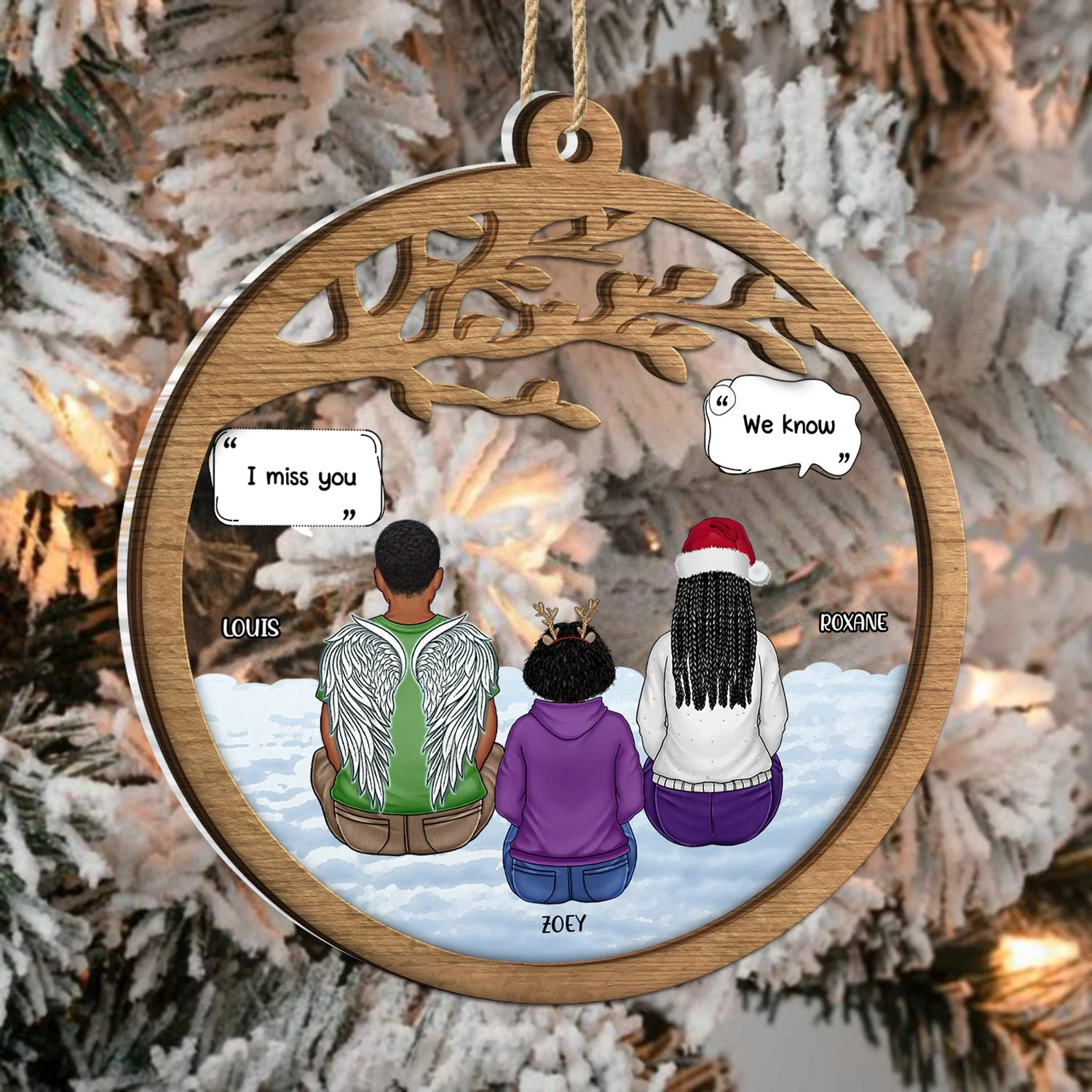 We Miss You - Christmas Memorial Grief Gift - Personalized 2-Layered Mix Ornament - Image 3