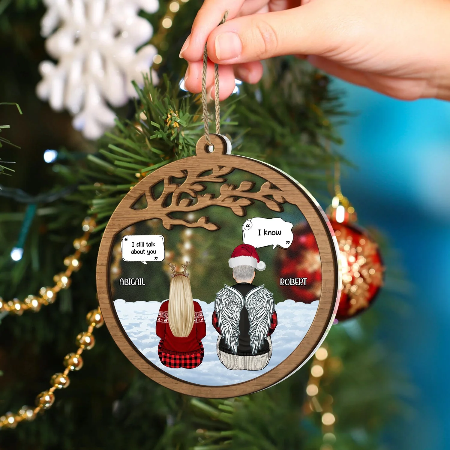We Miss You - Christmas Memorial Grief Gift - Personalized 2-Layered Mix Ornament - Image 4