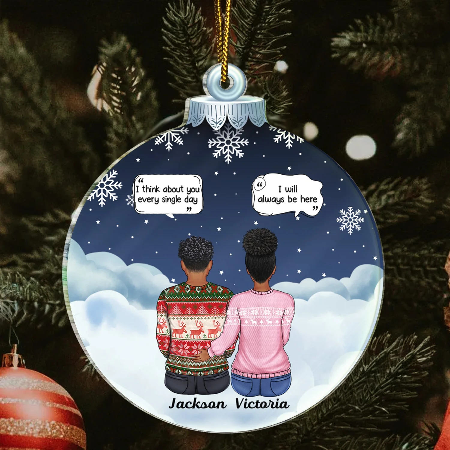 We Miss You I Know - Christmas Memorial Gift For Family - Personalized Custom Shaped Acrylic Ornament - Image 3