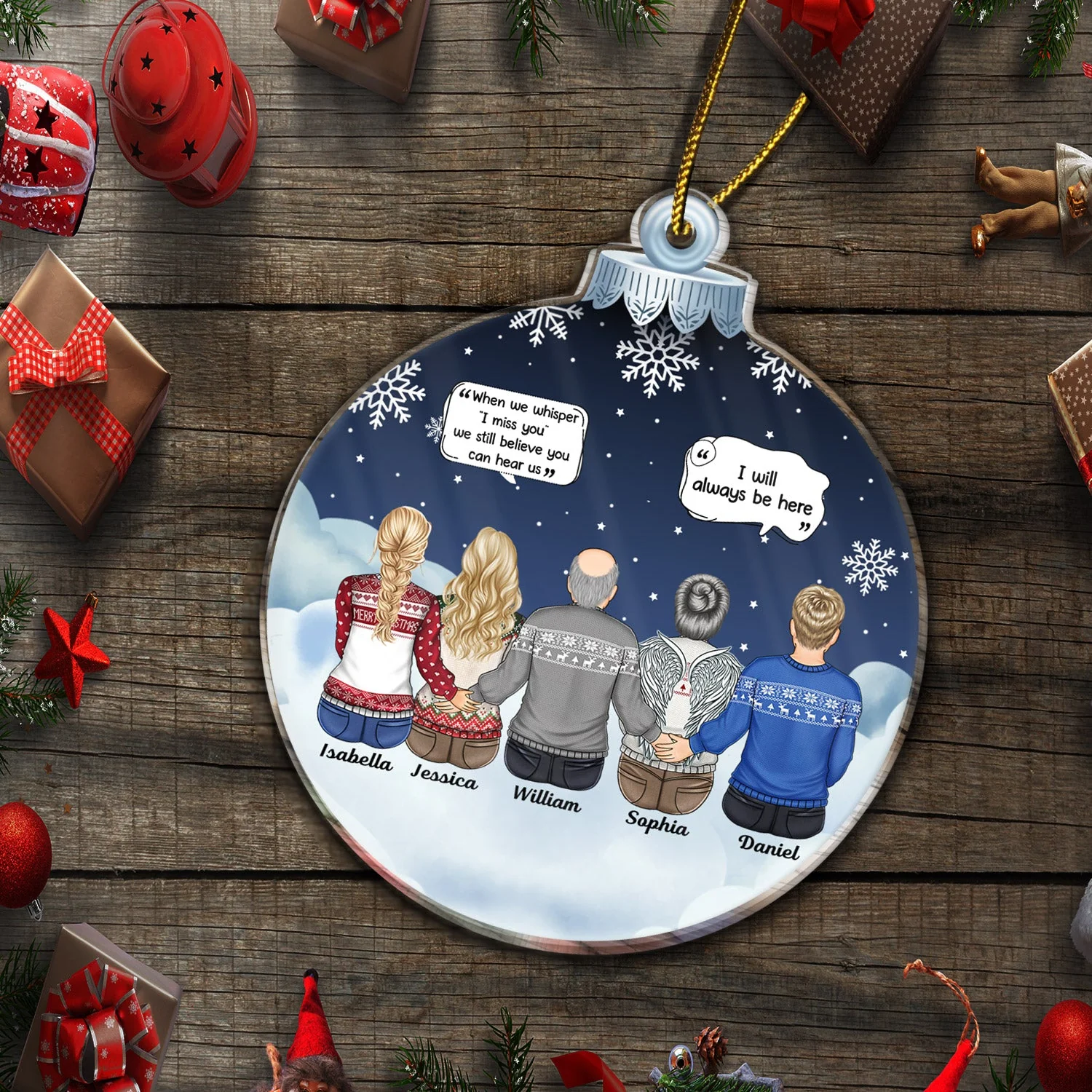 We Miss You I Know - Christmas Memorial Gift For Family - Personalized Custom Shaped Acrylic Ornament - Image 5