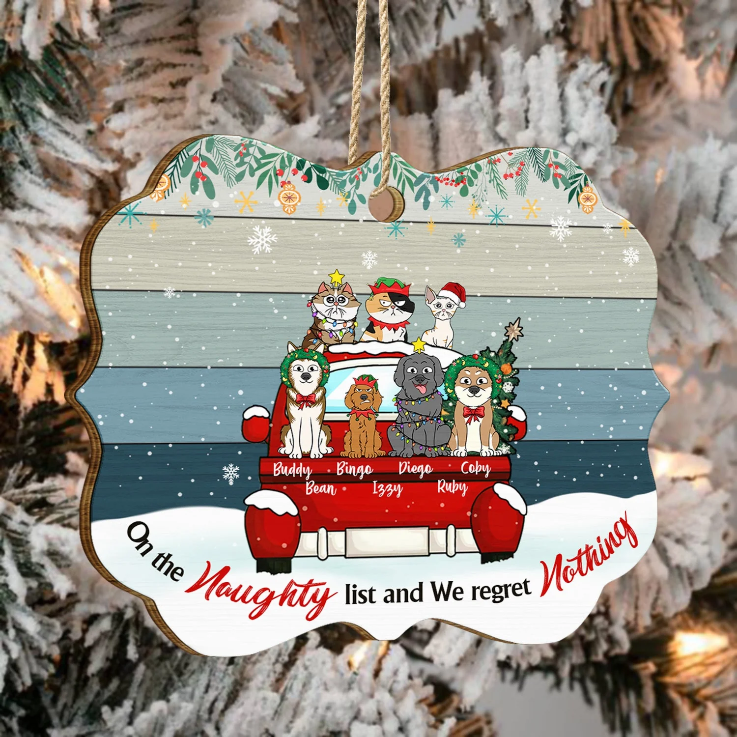 We Regret Nothing - Gift For Dog Cat Lovers - Personalized Custom Shaped Wooden Ornament - Image 4