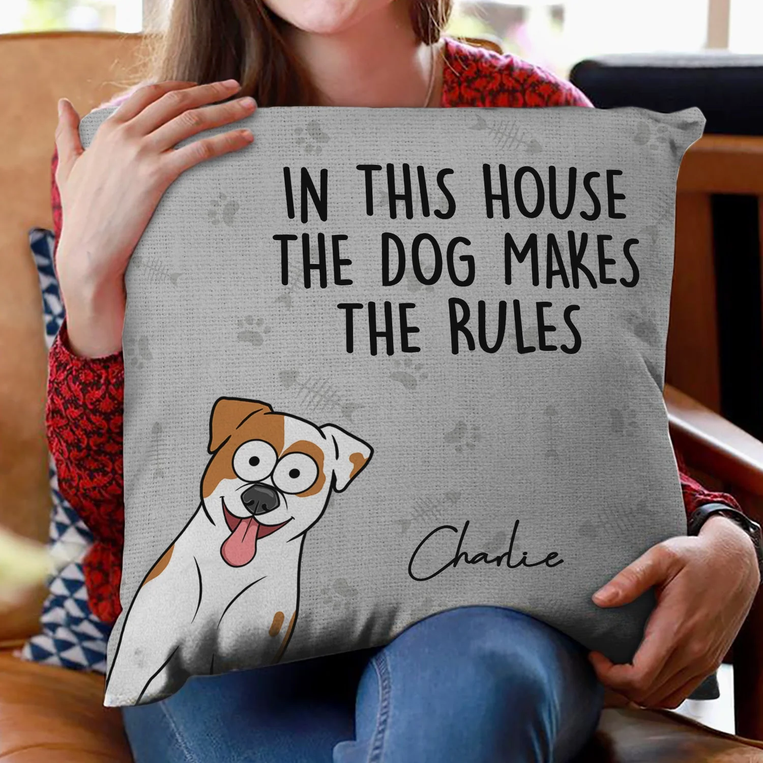 We Rule The House Dog Cat Version - Home Decor, Birthday, Funny, Housewarming Gift For Pet Lovers, Dog Lovers, Cat Lovers - Personalized Pillow - Image 2