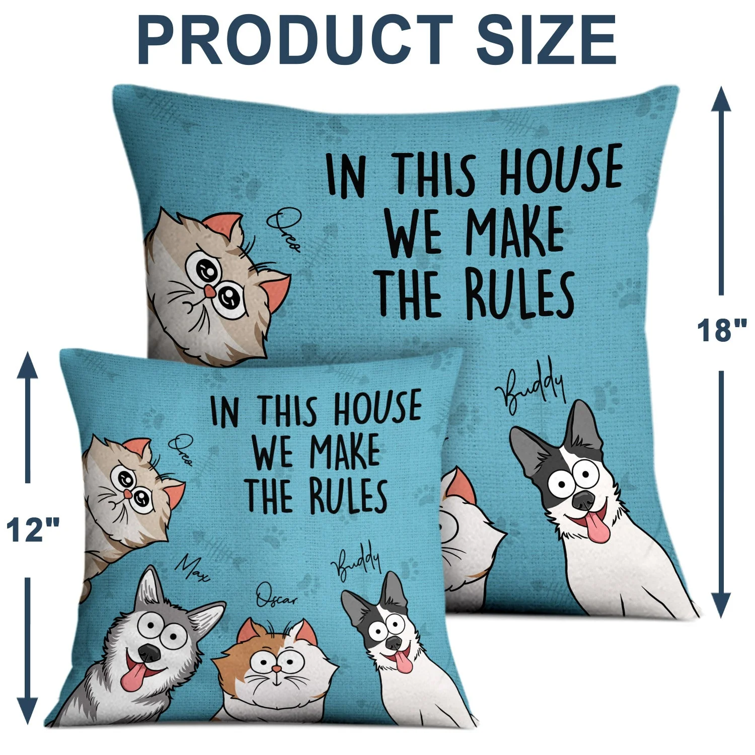 We Rule The House Dog Cat Version - Home Decor, Birthday, Funny, Housewarming Gift For Pet Lovers, Dog Lovers, Cat Lovers - Personalized Pillow - Image 4