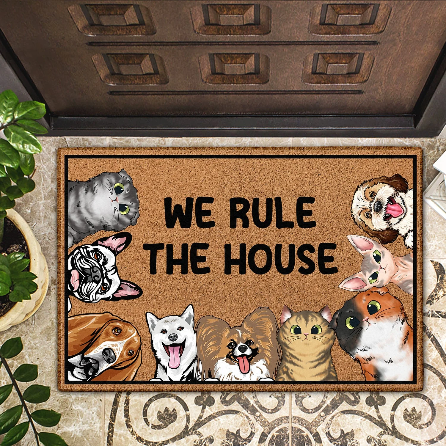 We Rule The House - Gift For Dog Lovers & Cat Lovers - Personalized Custom Doormat - Image 2