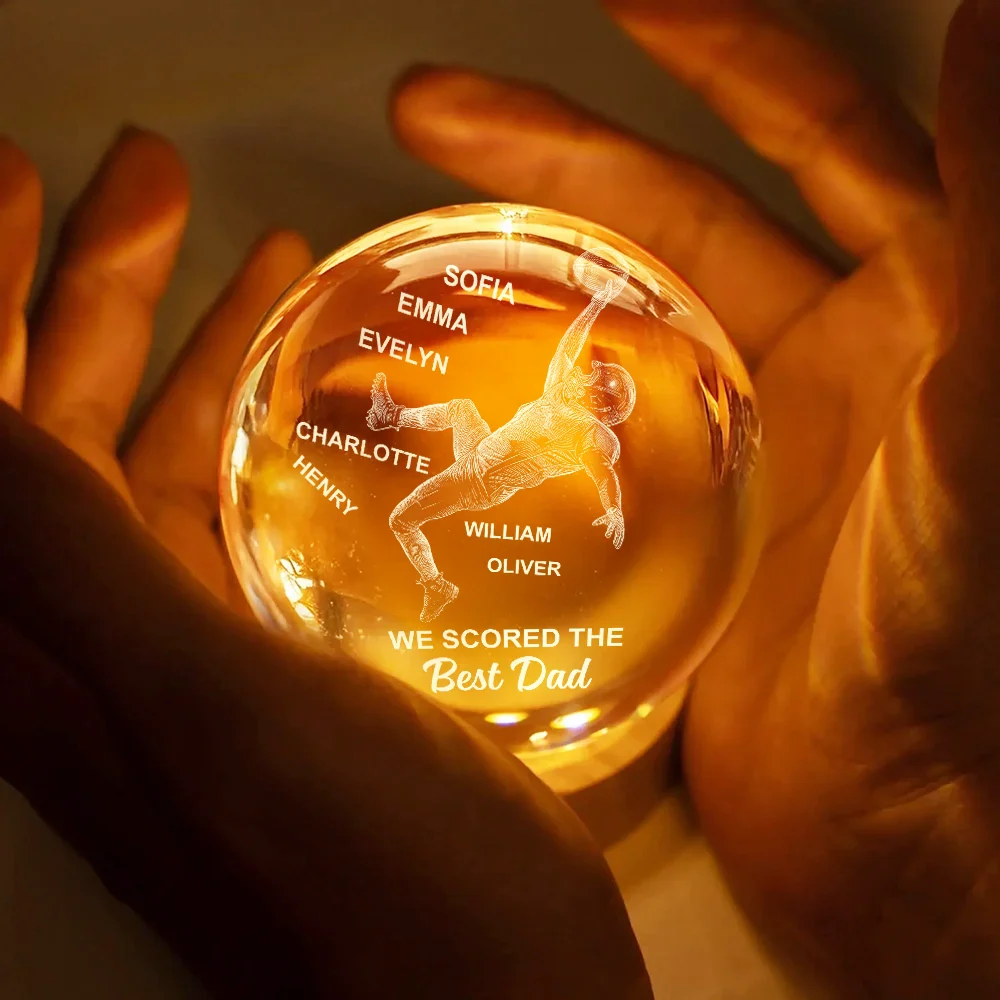 We Scored The Best Dad Papa American Football - Personalized Crystal Globe Lamp - Image 4
