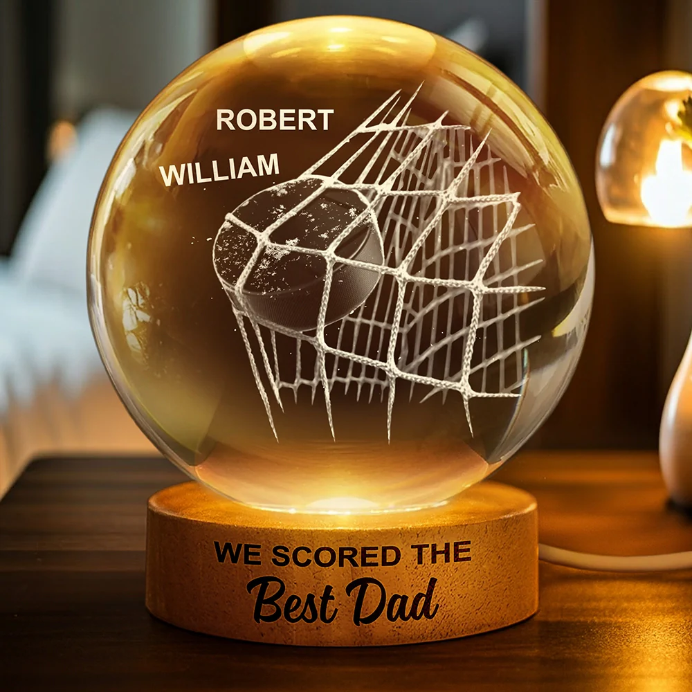 We Scored The Best Dad Papa Hockey - Personalized Crystal Globe Lamp