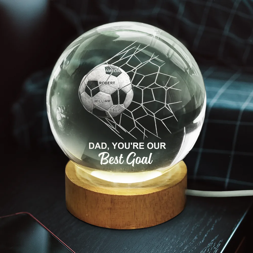 We Scored The Best Dad Papa Soccer Football - Personalized Crystal Globe Lamp - Image 3