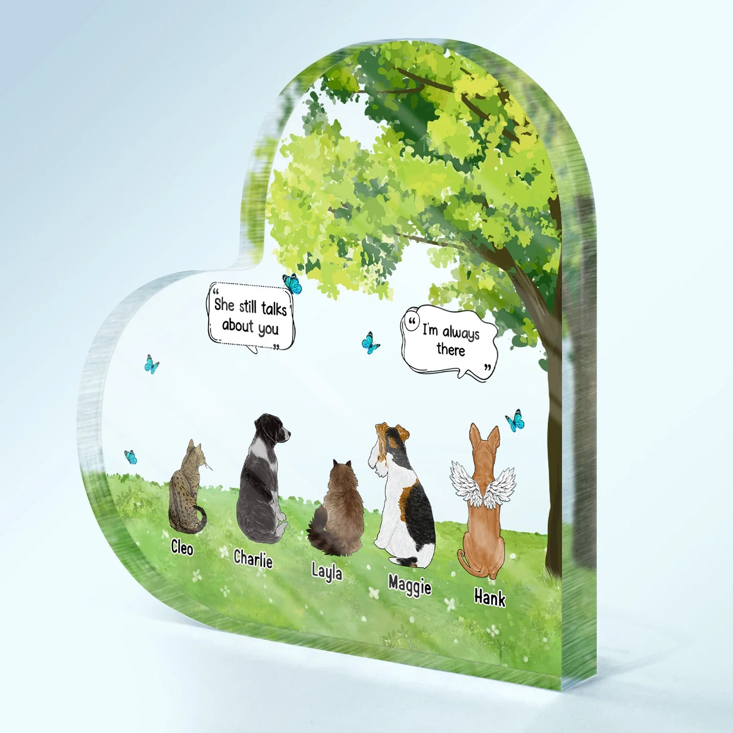 We Still Talk About You - Memorial Gift For Pet Lovers - Personalized Heart Shaped Acrylic Plaque - Image 3