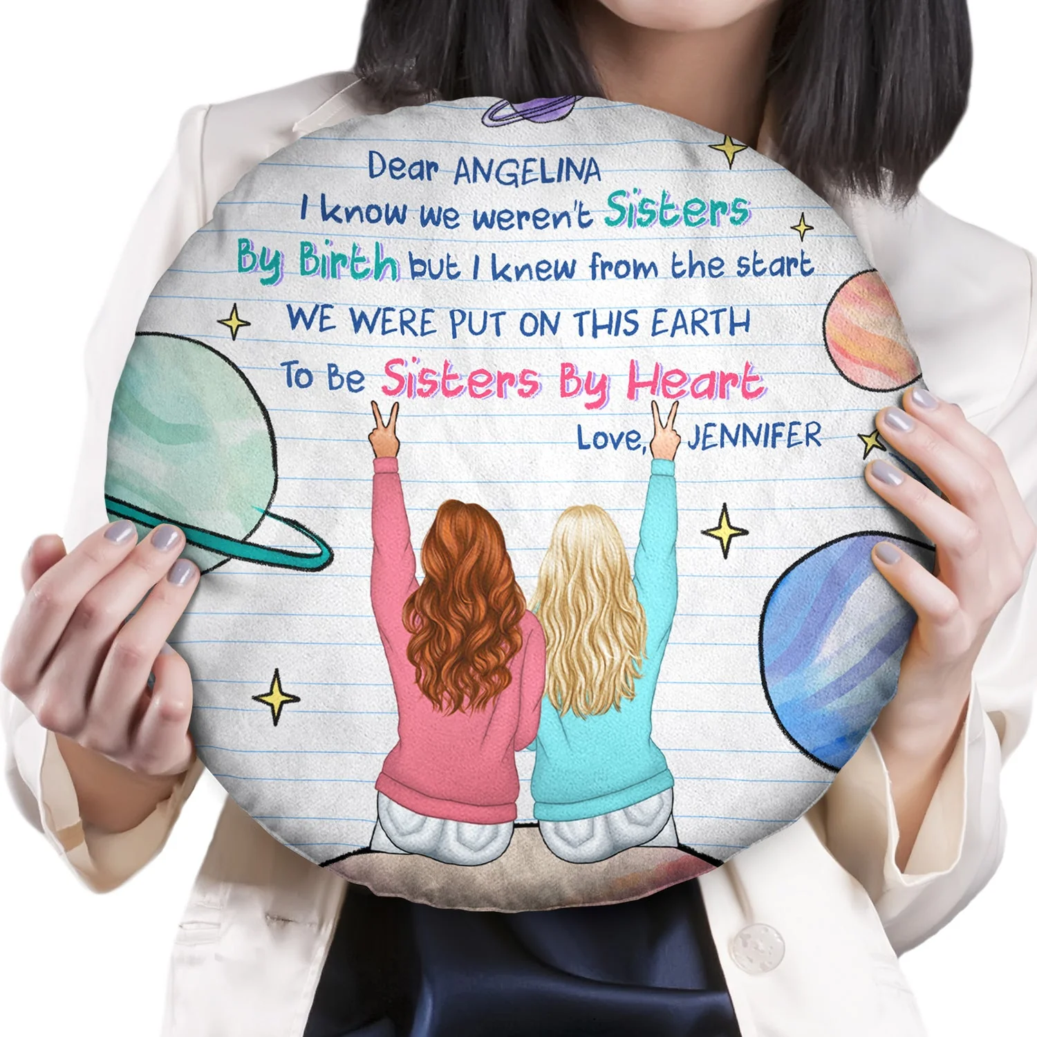 We Weren't Sisters By Birth - Gift For Bestie - Personalized Round Pillow - Image 2