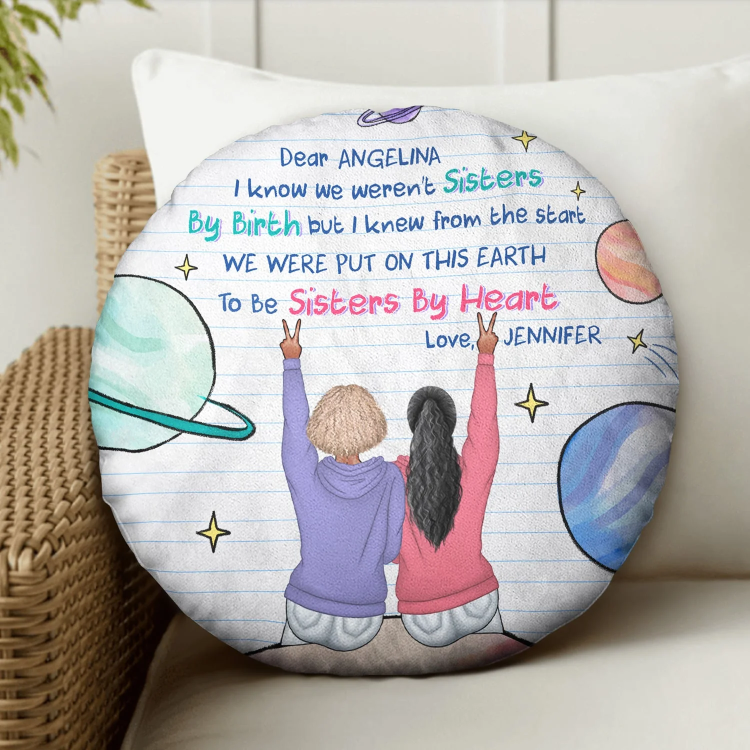 We Weren't Sisters By Birth - Gift For Bestie - Personalized Round Pillow - Image 3