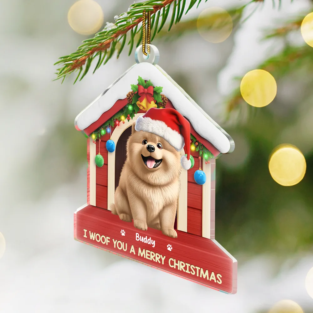 We Woof You A Merry Christmas - Personalized Custom Shaped Acrylic Ornament - Image 2