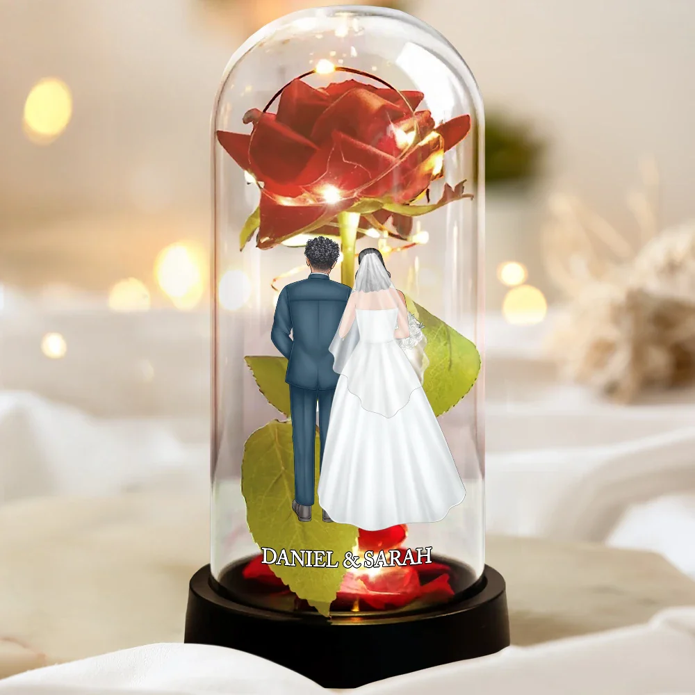Wedding Couple - Personalized Everlasting Rose Dome Lamp - Image 3