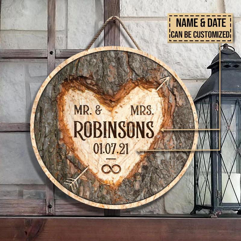 Wedding Mr & Mrs Forever Custom Wood Circle Sign - Image 3