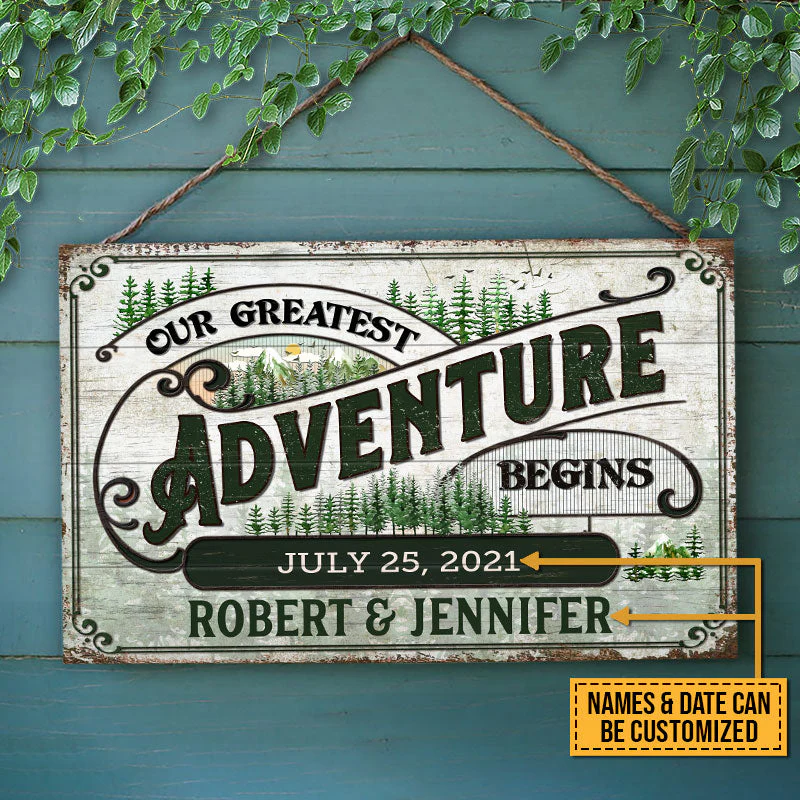 Wedding Our Greatest Adventure Custom Wood Rectangle Sign - Image 2