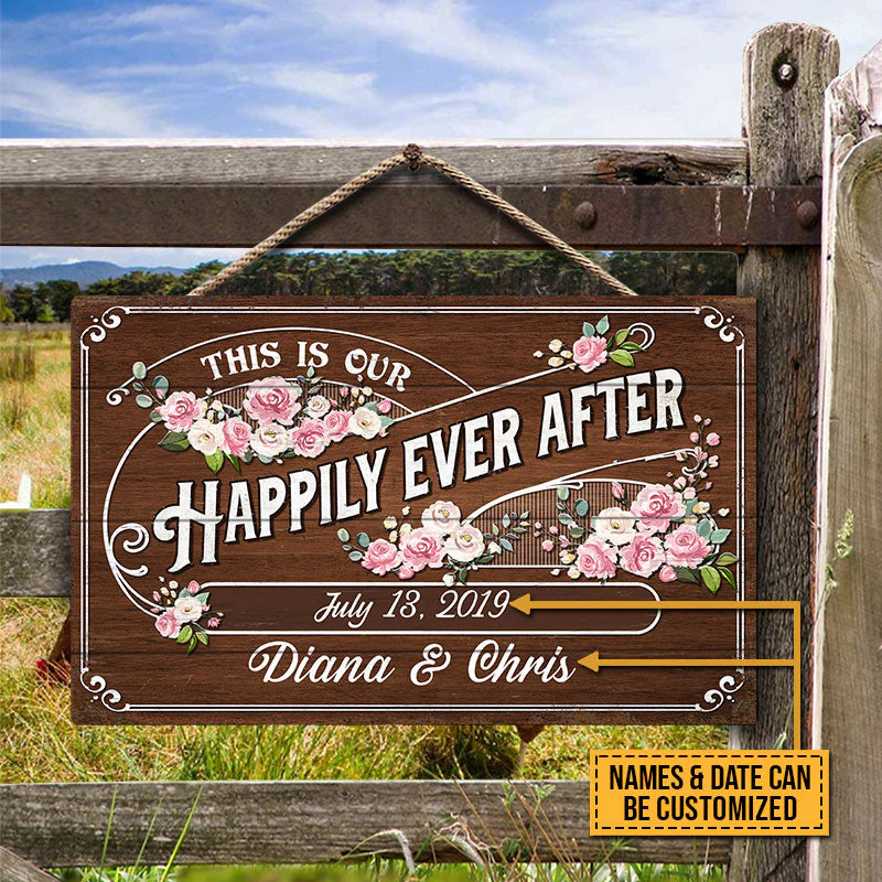Wedding This Is Our Happily Ever After Custom Wood Rectangle Sign - Image 2