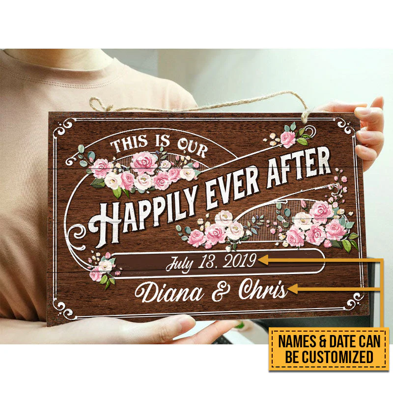 Wedding This Is Our Happily Ever After Custom Wood Rectangle Sign - Image 4