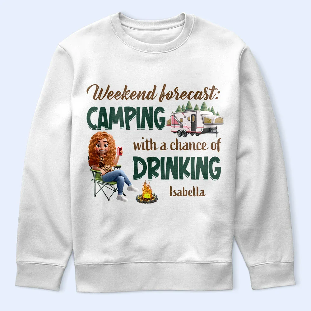 Weekend Forecast Camping And Drinking - Personalized T Shirt - Image 5