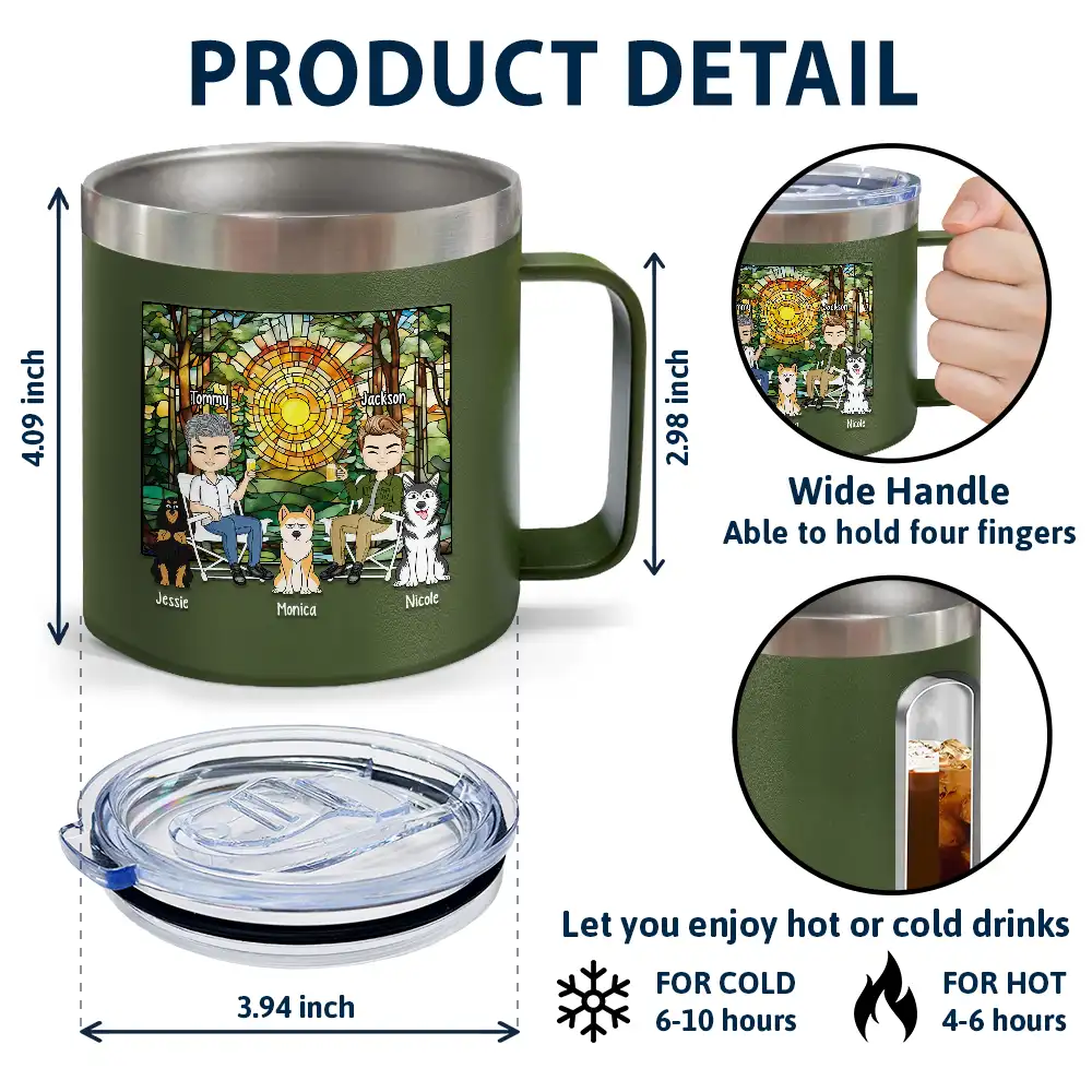 Weekend Forecast Camping - Personalized 14oz Stainless Steel Tumbler With Handle - Image 4