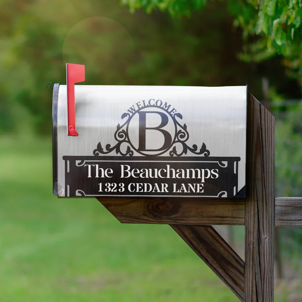 Welcome Family Name Monogram - Personalized Mailbox Cover - Image 2