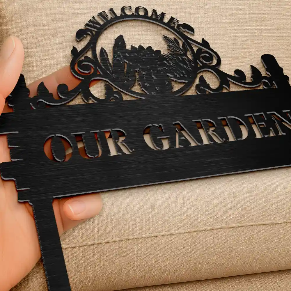 Welcome Flower Vegetable Garden - Personalized Metal Garden Stake - Image 3