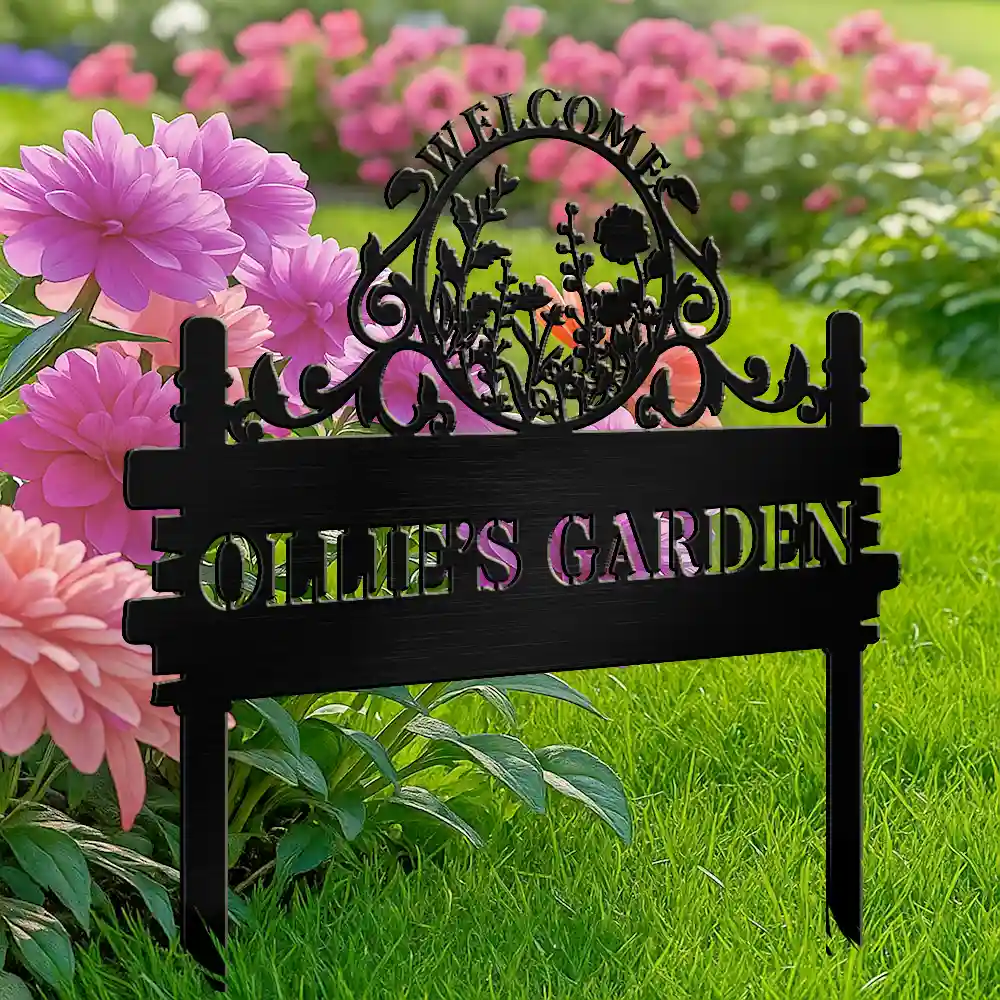 Welcome Flower Vegetable Garden - Personalized Metal Garden Stake - Image 4