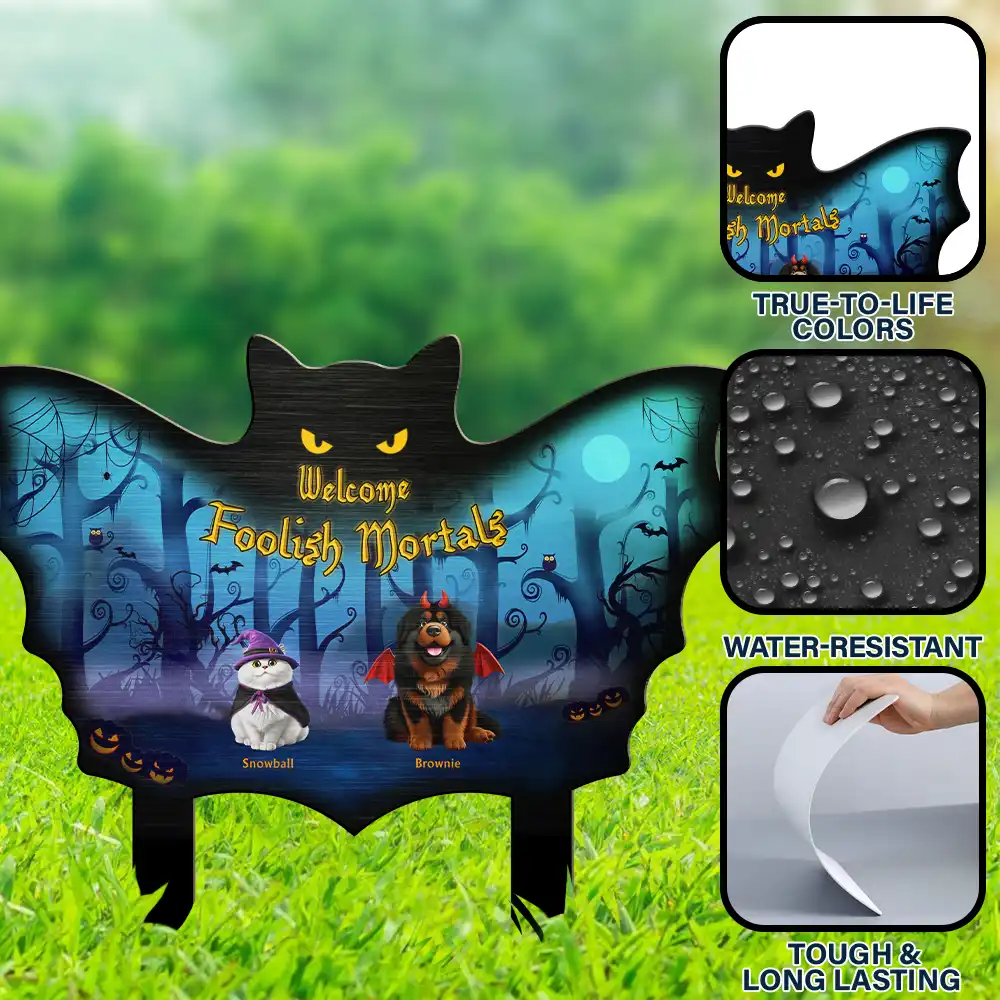 Welcome Foolish Mortals Pet Halloween - Personalized Metal Garden Stake - Image 6