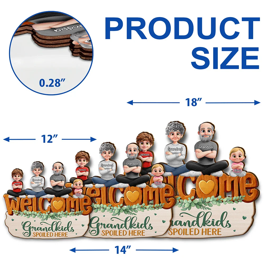 Welcome Grandkids Spoiled Here Grandparents - Personalized Custom Shaped Wood Sign - Image 5