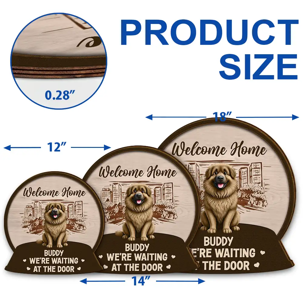 Welcome Home We're Waiting At The Door - Personalized Custom Shaped Wood Sign - Image 5