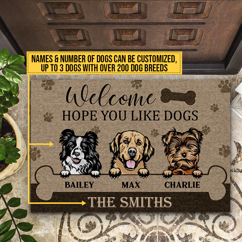 Welcome Hope You Like Dogs, Dog Welcome, Dog Lover Gift, Custom Doormat - Image 3
